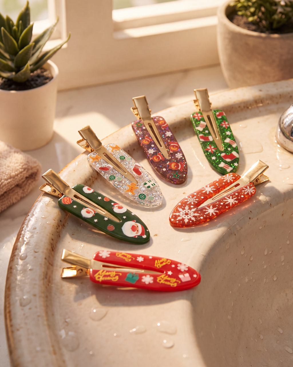 Holiday Creaseless Hair Clips 6 Pack