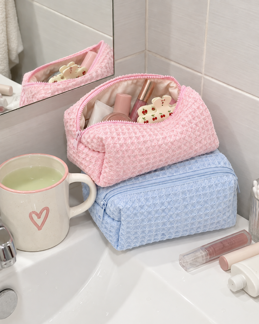 Waffle Knit Cosmetic Bag