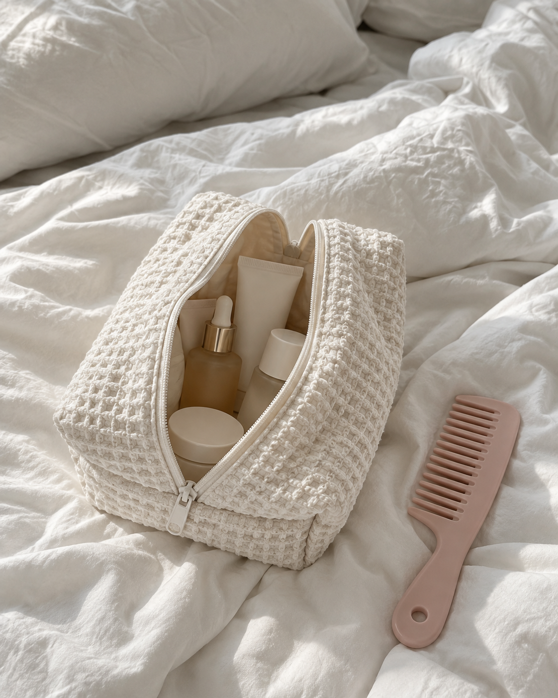 Waffle Knit Cosmetic Bag